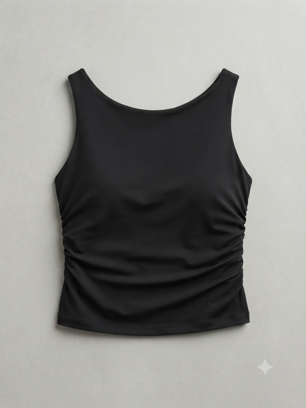 NWOT Sleek Black Ruched Crop Tank - Women
